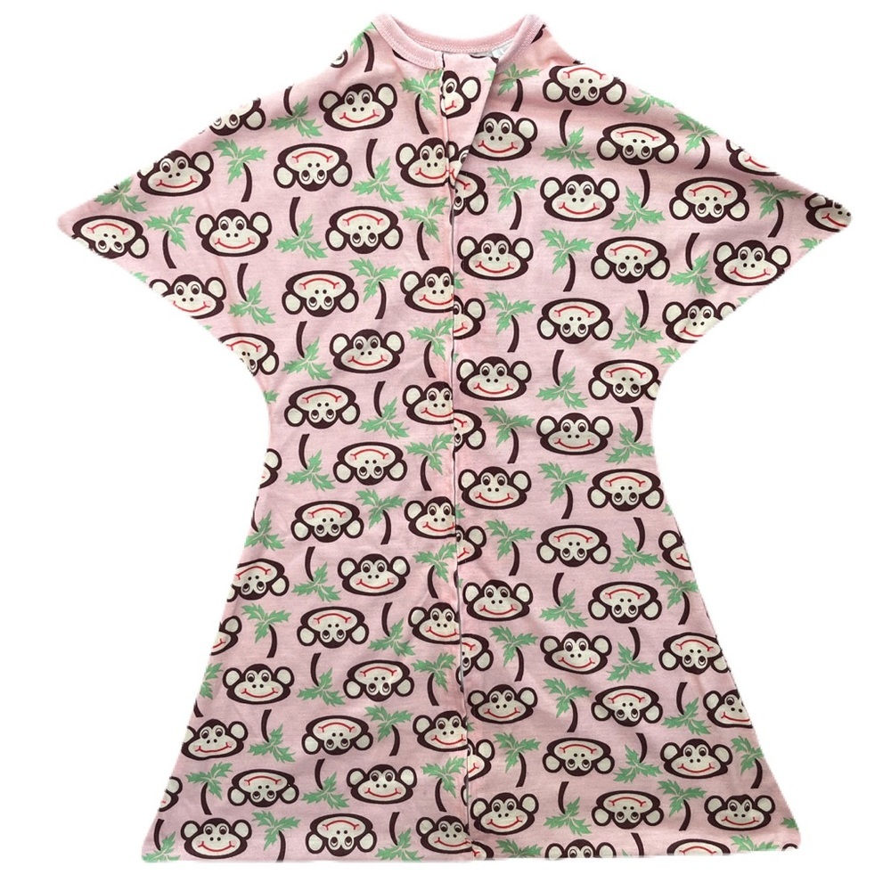 Zipadee-Zyp Pink Monkey Baby Sleep Sack Transition Swaddle